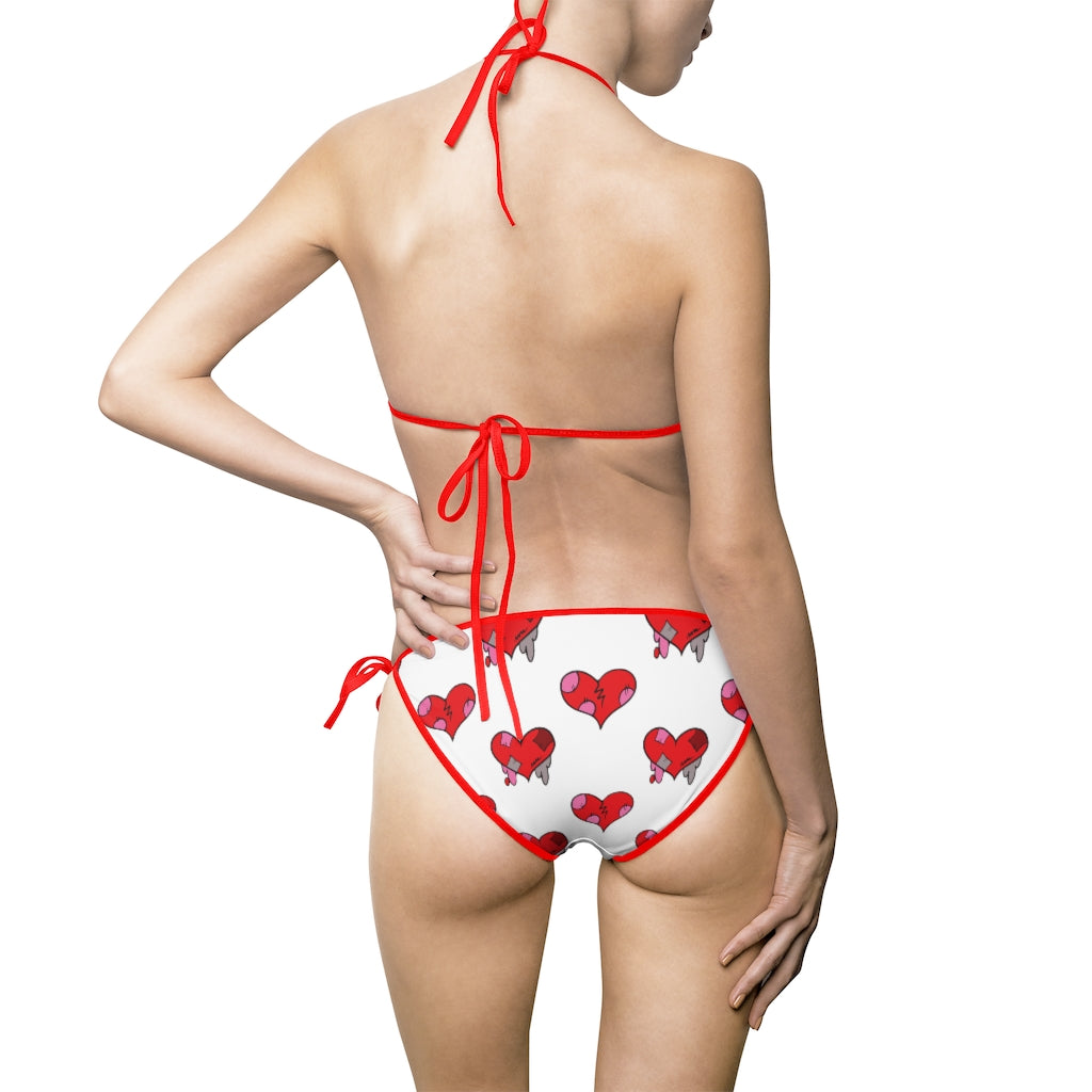 KeyWestCoolio Hearts Pattern White | String Bikini