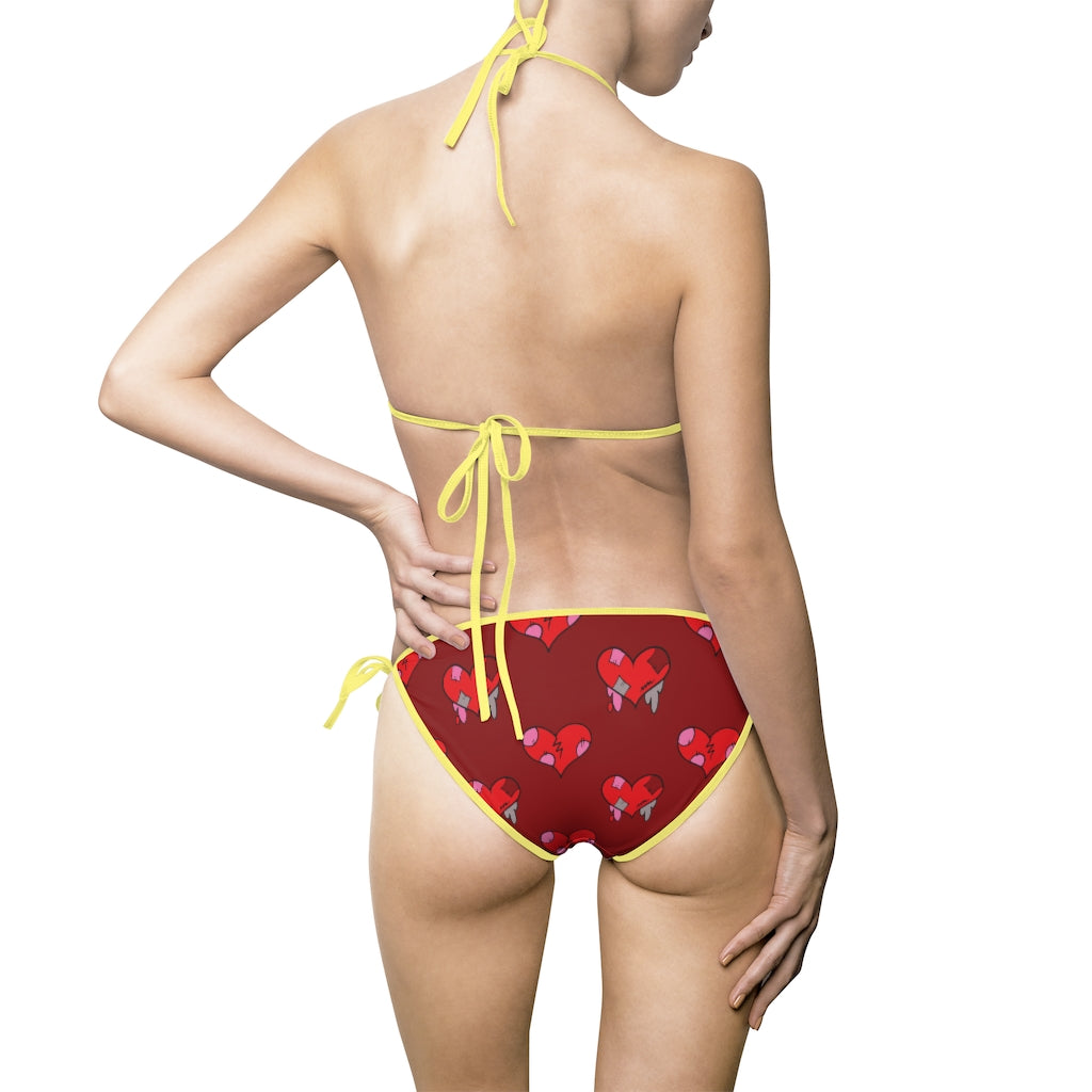 KeyWestCoolio Hearts Pattern Red | String Bikini